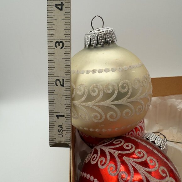 Vintage Lot Jumbo West Germany Mercury Glass Christmas Ornaments Round Red White - Picture 16 of 16